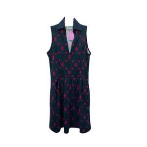 NEW VERA FISHBAUGH women's topaz poly knit dress with on seam pockets in navy di